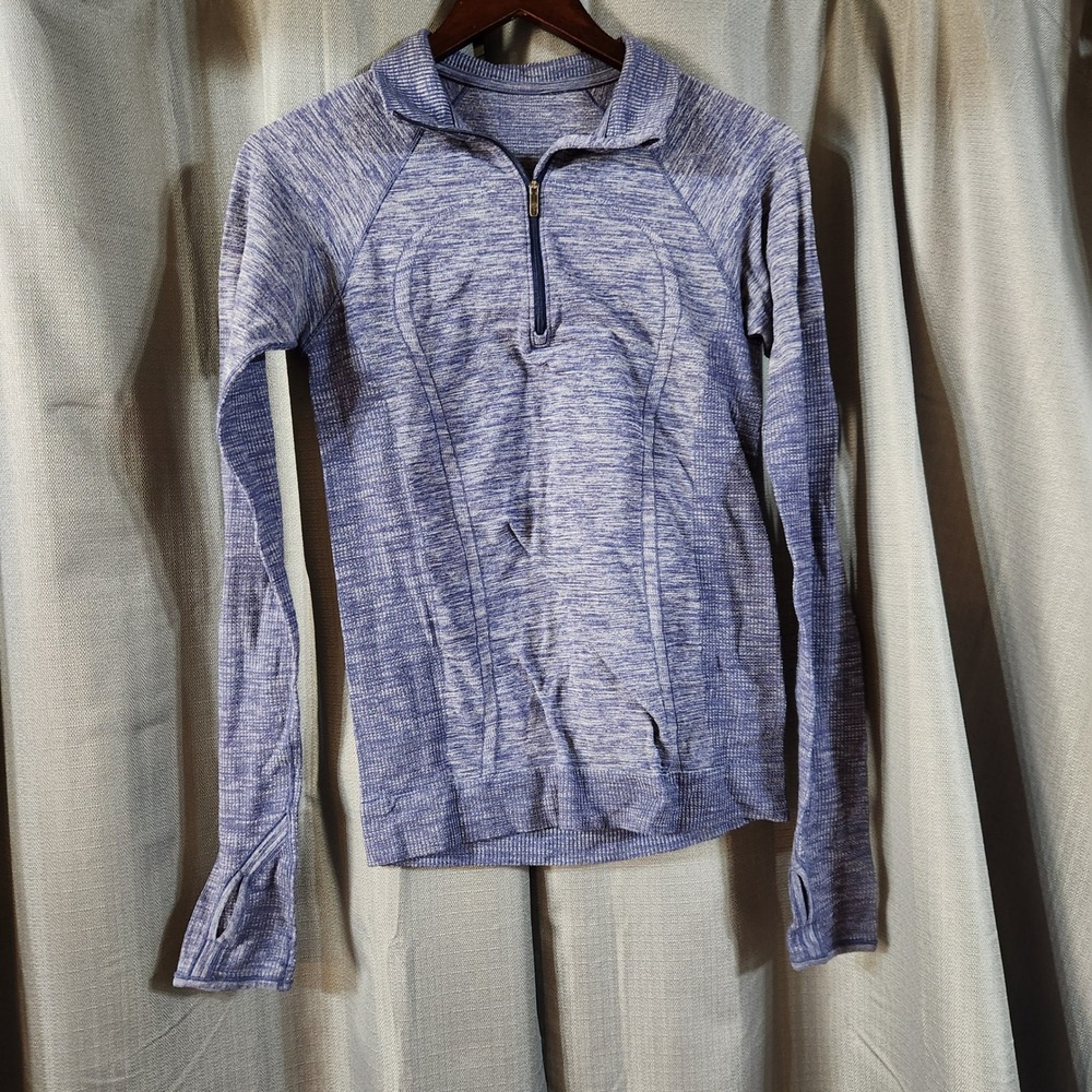 Lululemon Swiftly Tech Half Zip 2.0 Blue Space Dye Heathered Pullover Top